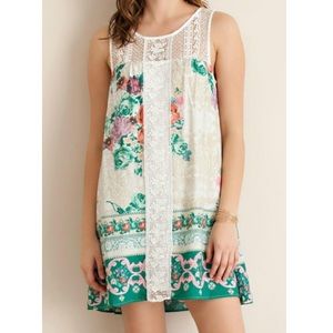 Floral Lace Trim Dress